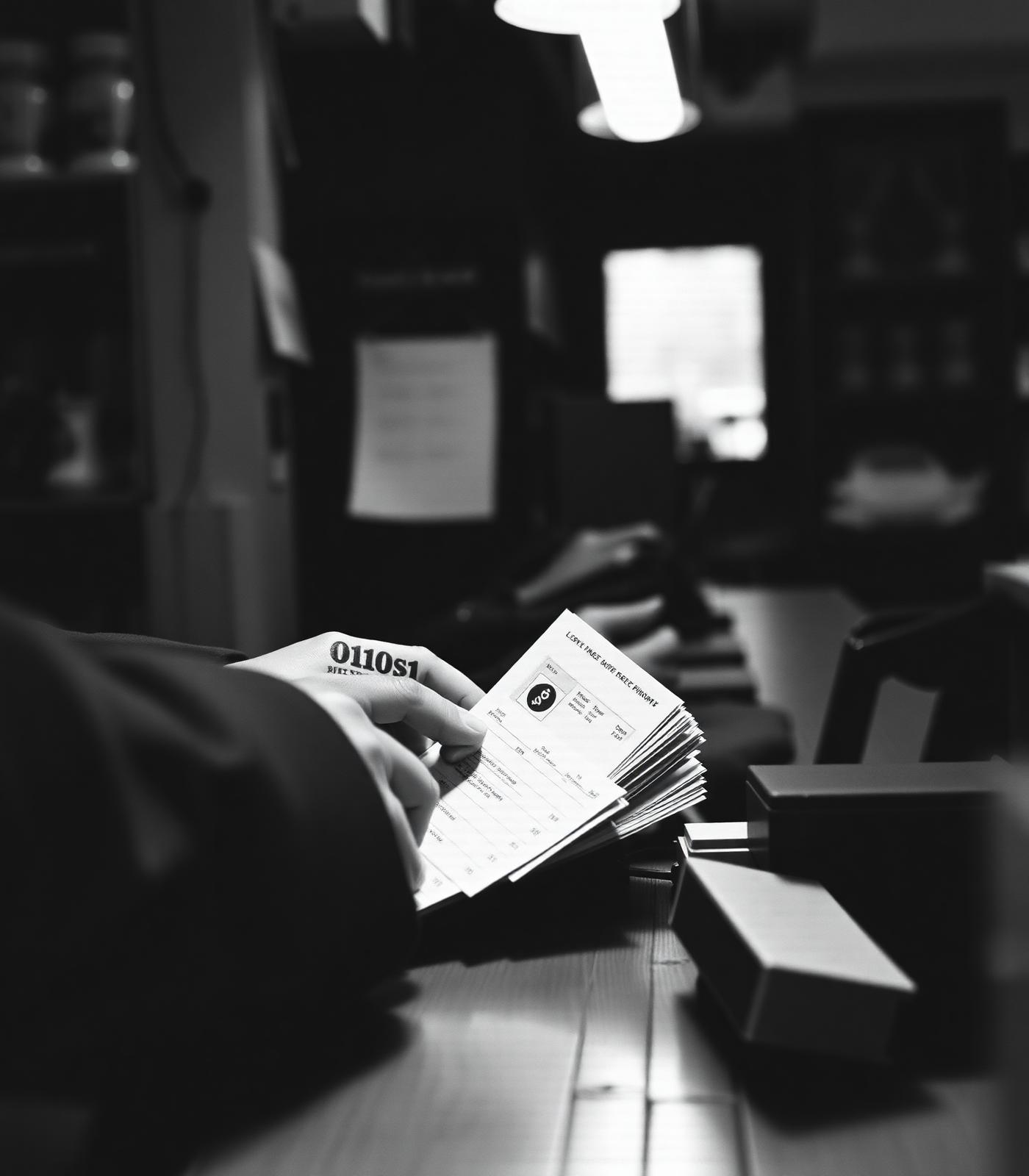 Hands counting the day's receipts on a shop counter.